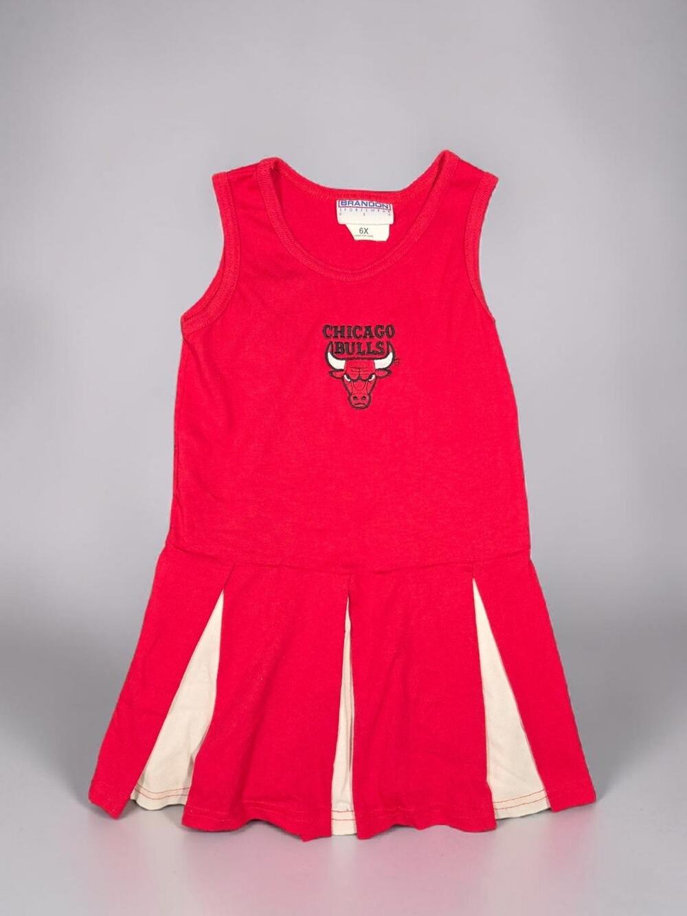 Vtg Chicago Bulls Youth Girls Dress Embroidered Cheerleader Red USA 90s Size 6X